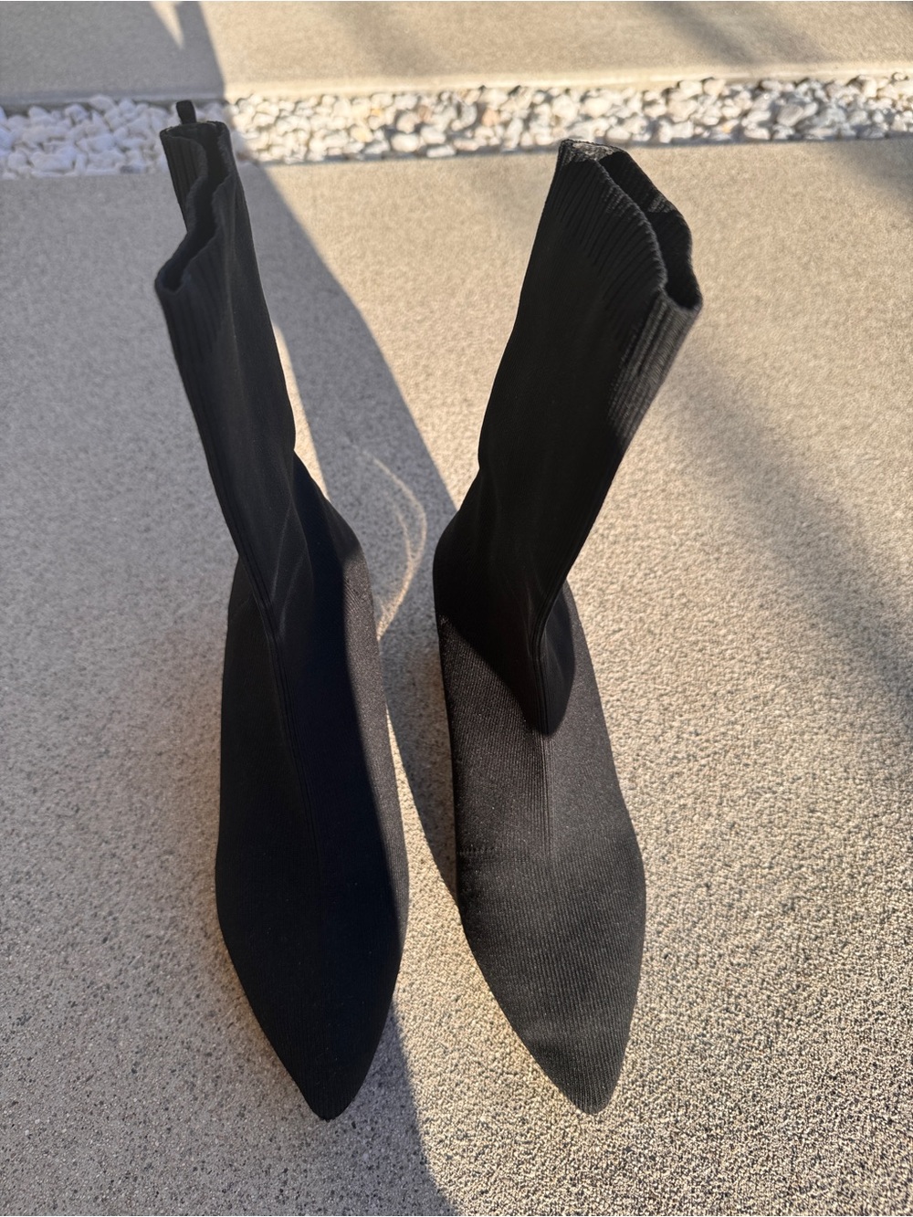 Zara Black Knit Sock Boots Pointed Toe Stretch Size 36 / US 6 Preowned